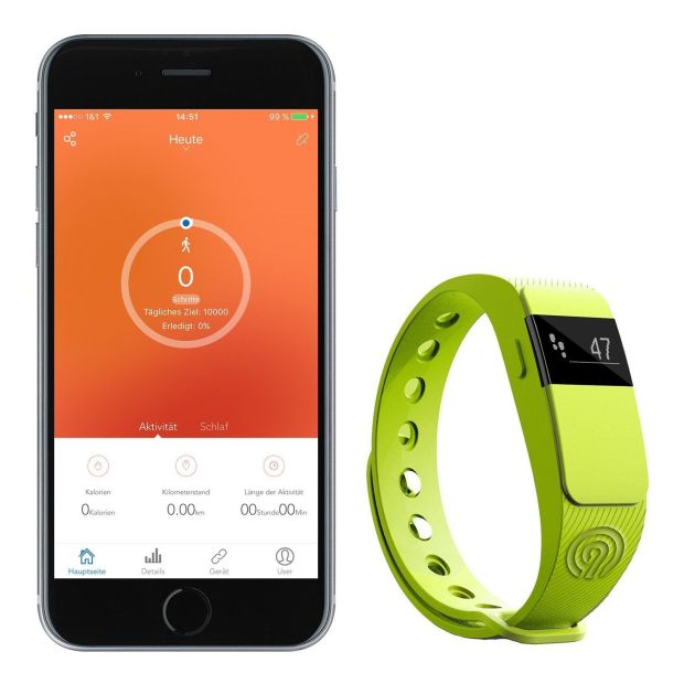 NINETEC Smartfit F2 Fitnesstracker + 3x Ersatz Armband (Blau / Rot / Grün / ORANGE)