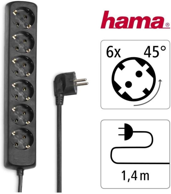 Hama 6- Fach Steckdosenleiste Mehrfachsteckdose Verteilersteckdose Hama 6- Fach Steckdosenleiste Mehrfachsteckdose Verteilersteckdose
