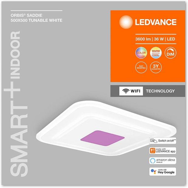 LEDVANCE ORBIS Saddie SMART+ WiFi Deckenleuchte 50x50cm Dimmbar 32W Panel 