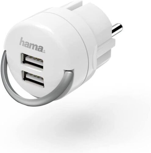 Hama 2x USB Ladegerät Steckdosenleiste Adapter 5V Netzteil Weiß 
