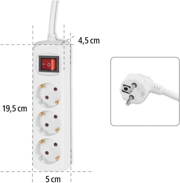 Hama 3-Fach Steckdosenleiste mit Schalter Mehrfachsteckdose 3m Hama 3-Fach Steckdosenleiste mit Schalter Mehrfachsteckdose 3m