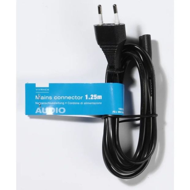Vivanco Netzkabel Netzanschlusskabel Stromkabel 1.25 m  Koppler Schwarz