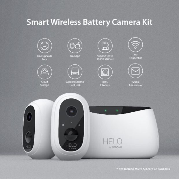 Strong HELO Überwachungskamera FHD 1080P Camera Kit mit Basisstation