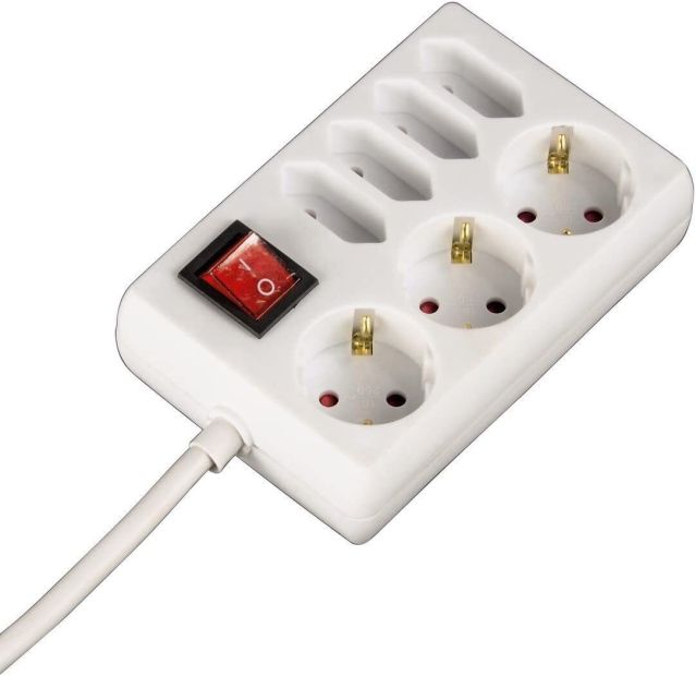 Hama 7-Fach Steckdosenleiste mit Schalter 3x Schuko 4x Euro Steckerleiste 1,4m 