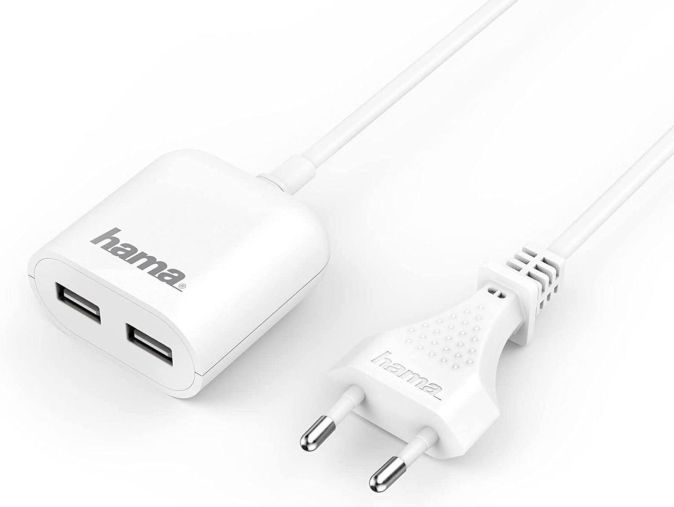 Hama USB Netzteil mit Kabel USB Verlängerungskabel 2-Fach 