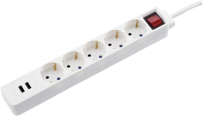 Hama 5-Fach Steckdosenleiste mit 2x USB Anschluss mit Schalter 