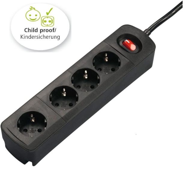 Hama® Steckdosenleiste 4-fach mit Schalter Mehrfachsteckdose 1.5m