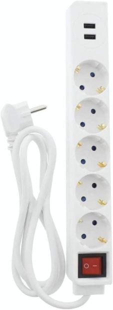 Hama 5-Fach Steckdosenleiste mit 2x USB Anschluss mit Schalter 
