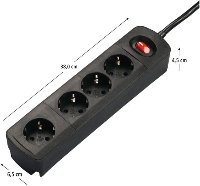 Hama® Steckdosenleiste 4-fach mit Schalter Mehrfachsteckdose 1.5m