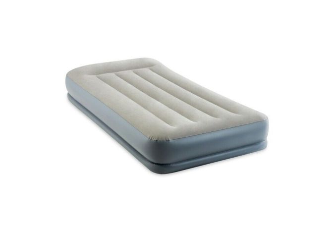 Intex Luftbett + Pumpe integriert Reisebett Gästebett Luftmatratze Grau