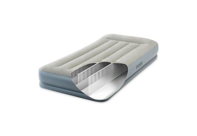 Intex Luftbett + Pumpe integriert Reisebett Gästebett Luftmatratze Grau