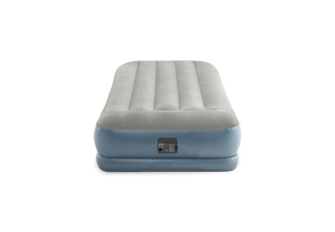 Intex Luftbett + Pumpe integriert Reisebett Gästebett Luftmatratze Grau