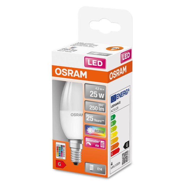 OSRAM LED Retrofit RGBW Lampen mit Fernbedienung Warmweiß 25 W E14 Kerzenform OSRAM LED Retrofit RGBW Lampen mit Fernbedienung Warmweiß 25 W E14 Kerzenform