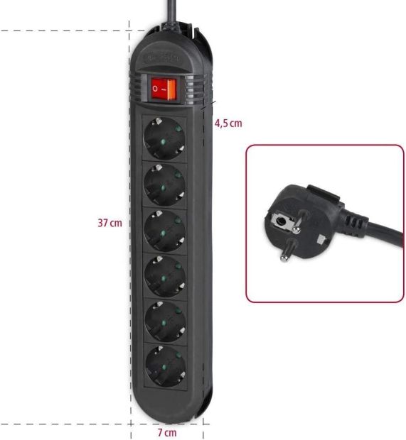 Hama 6-Fach Steckdosenleiste mit Schalter Steckerleiste 1,5 m