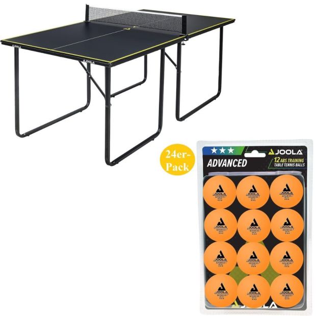 [KOMBİ DEAL] JOOLA Tischtennisplatte mit Netz Mittelgroß mit 24x Tischtennisbälle 