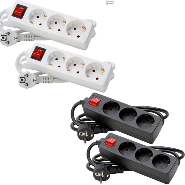 Kopp 3-fach Steckdosenleiste mit Schalter 2er Set Steckerleiste Mehrfachsteckdose Kopp 3-fach Steckdosenleiste mit Schalter 2er Set Steckerleiste Mehrfachsteckdose