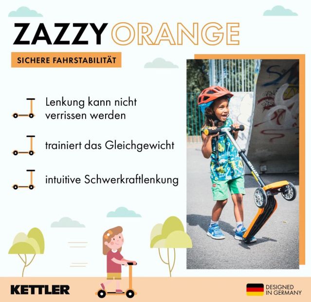 Kettler® Kinder Scooter Roller ab 3 Jr. Cityroller Kickscooter Orange