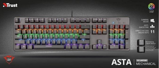 Trust GXT 865 Asta Gaming Mechanische Tastatur mit Trust Kabellos Gamepad [Kombi Deal]