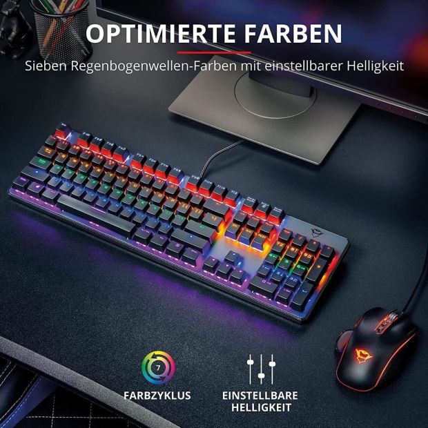 Trust GXT 865 Asta Gaming Mechanische Tastatur mit Trust Kabellos Gamepad [Kombi Deal]