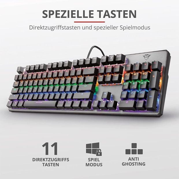 Trust GXT 865 Asta Gaming Mechanische Tastatur mit Trust Kabellos Gamepad [Kombi Deal]