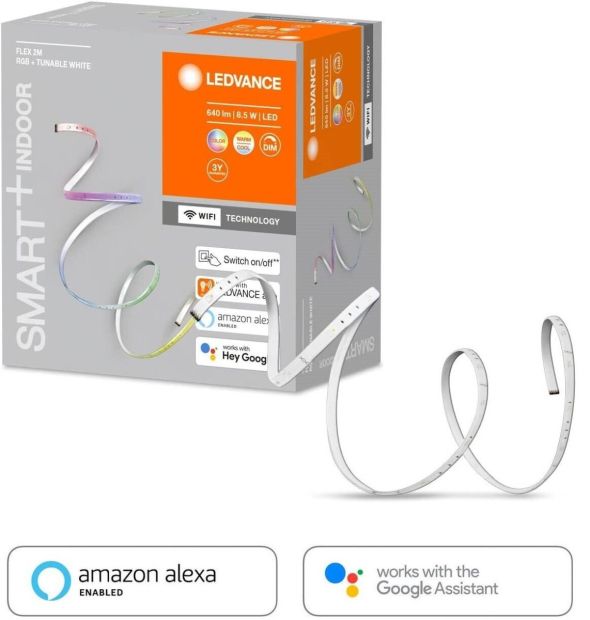 LEDVANCE Smart LED Stripe mit Wifi RGB Dimmbar 2m LED Streifen 8,5W mit UK Adapter
