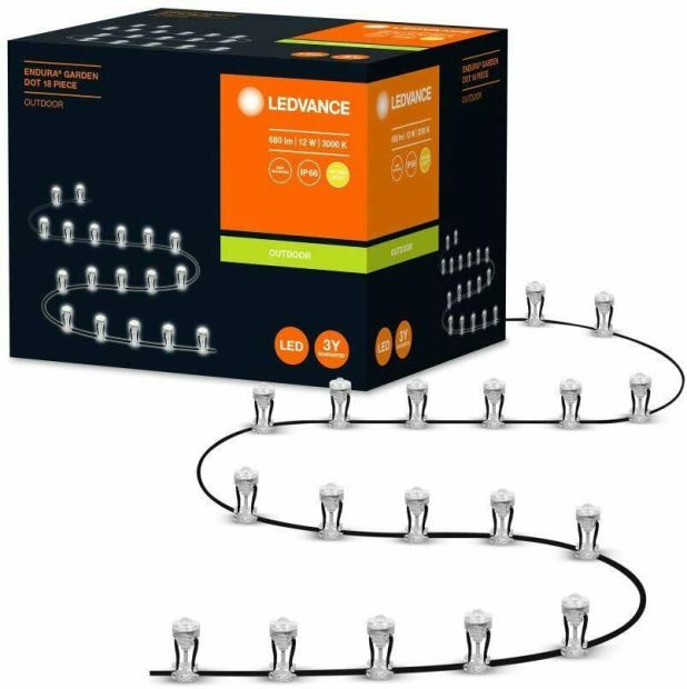 LEDVANCE LED Gartenleuchte Lichterkette mit 18 LED Dots 12W Warmweiß