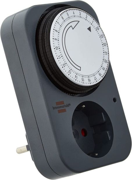Brennenstuhl Zeitschaltuhr MZ 20, mechanische Timer-Steckdose Grau 