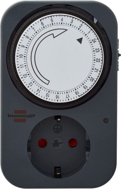 Brennenstuhl Zeitschaltuhr MZ 20, mechanische Timer-Steckdose Grau 