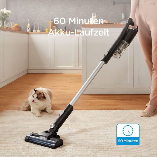 Midea Kabelloser 2-in-1 Handstaubsauger bis 60 Minuten Akkulaufzeit mit LED Beleuchtung