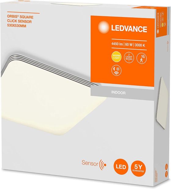 Ledvance ORBIS SQUARE CLICK SENSOR LED Wand-Deckenleuchte mit Bewegungsmelder 60W 