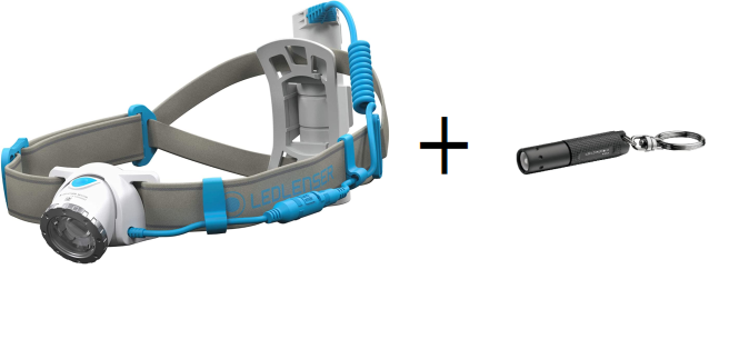 Ledlenser NEO10R LED Stirnlampe (Lauflampe) Blau + Gratis K1 Mini Taschenlampe