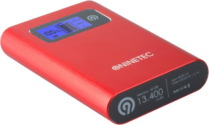 NINETEC PowerDrive 2in1 64GB USB Flash + 13.400mAh Power Bank Akku Ladegerät Rot NINETEC PowerDrive 2in1 64GB USB Flash + 13.400mAh Power Bank Akku Ladegerät Rot