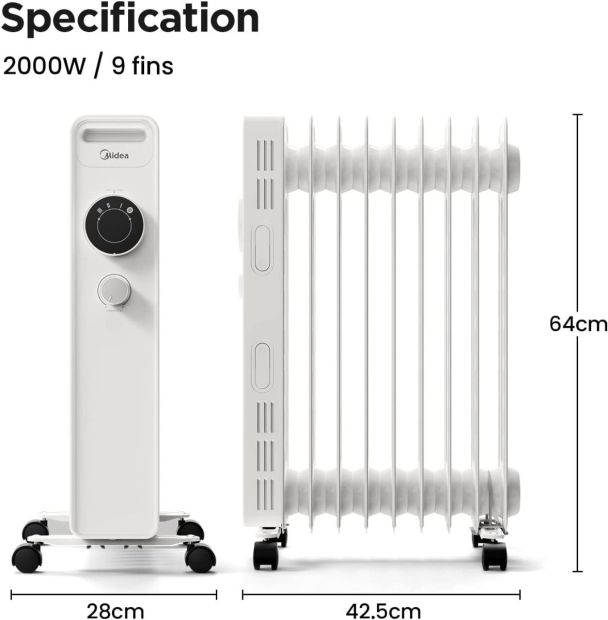 MIDEA | Elektrisches Raumheizgerät | Radiator -20M | 2000 W MIDEA | Elektrisches Raumheizgerät | Radiator -20M | 2000 W