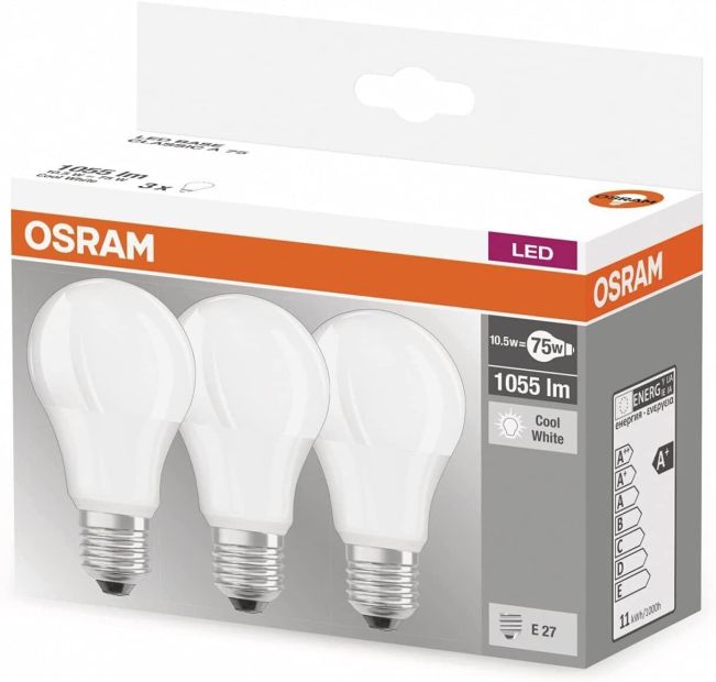 Osram LED E27 Leuchte Kaltweiß 75W Leuchtmittel Lampe [3er Pack]