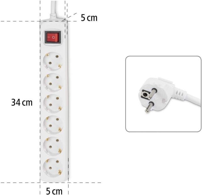 Hama 6-Fach Steckdosenleiste mit Schalter Mehrfachsteckdose 1,4m 
