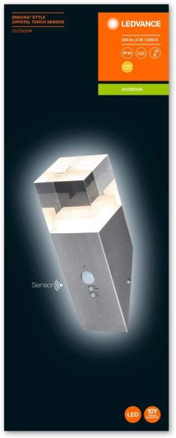 LEDVANCE ENDURA STYLE CRYSTAL TORCH SENSOR LED Wandleuchte mit Bewegungsmelder 5W 