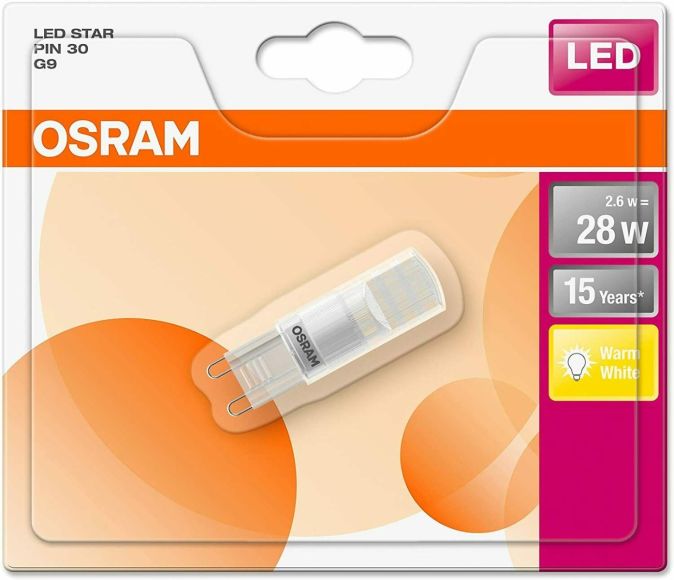 OSRAM LED PIN 30 Stiftsockellampe G9 Stiftsockel 28W Warmweiß OSRAM LED PIN 30 Stiftsockellampe G9 Stiftsockel 28W Warmweiß