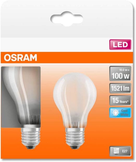 Osram LED Filament E27 Lampe 100W Birne Kaltweiss Leuchtmittel [2ER]