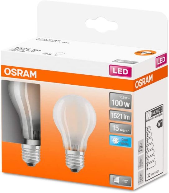 Osram LED Filament E27 Lampe 100W Birne Kaltweiss Leuchtmittel [2ER]