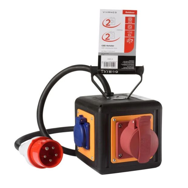 Vivanco Baustromverteiler CEE Outdoor Stromverteiler Würfel mit Tragegriff Vivanco Baustromverteiler CEE Outdoor Stromverteiler Würfel mit Tragegriff