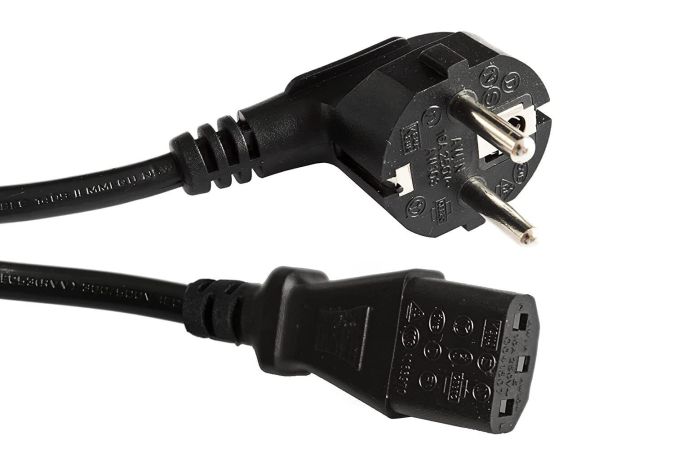  PeakTech Kaltgerätekabel mit Schutzkontakt Winkelstecker 1.5m [B-WARE]