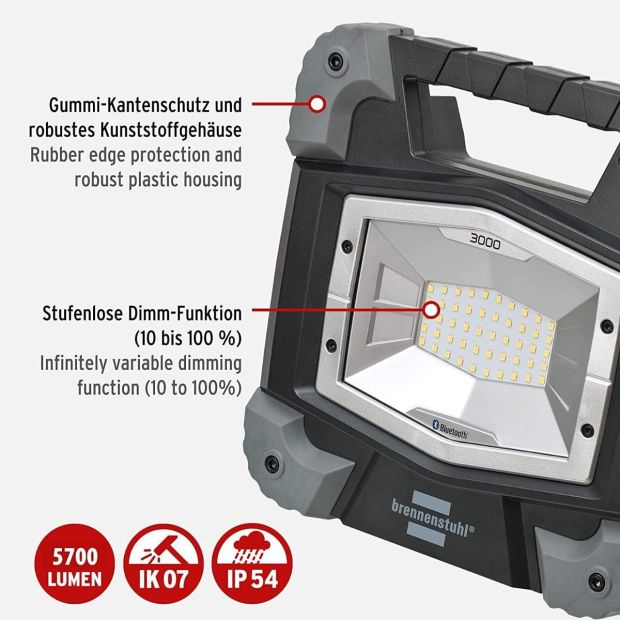 Brennenstuhl TORAN Bluetooth LED Baustrahler Arbeitsstrahler 50W Dimmbar Brennenstuhl TORAN Bluetooth LED Baustrahler Arbeitsstrahler 50W Dimmbar