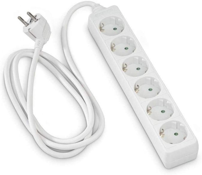 Hama 6-Fach Steckdosenleiste Mehrfachsteckdose 3500W 45° Gedreht 1,4m Weiß