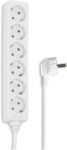 Hama 6-Fach Steckdosenleiste Mehrfachsteckdose 3500W 45° Gedreht 1,4m Weiß