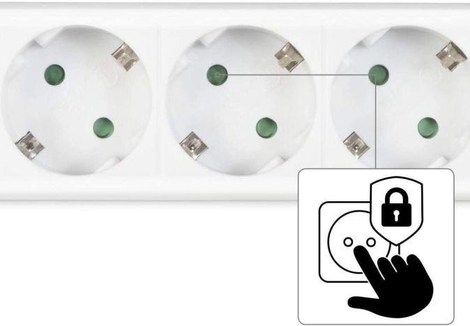 Hama 6-Fach Steckdosenleiste Mehrfachsteckdose 3500W 45° Gedreht 1,4m Weiß