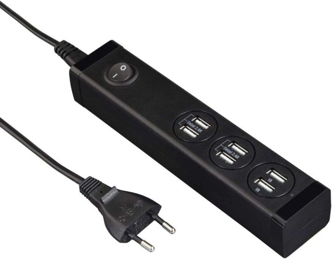 Hama USB Ladestation 6-Fach mit Schalter Mehrfach Ladegerät LED Betriebsanzeige