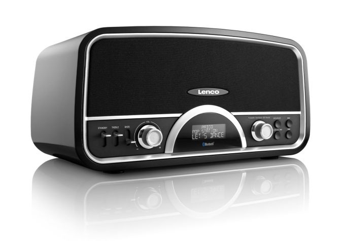 Lenco DR-05 BT Retro DAB+ Radio mit Bluetooth und USB Lader schwarz 