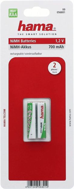 Hama Batterien Set AAA Wiederaufladbar 2 Leistungsstarke NiMH Akkus Hama Batterien Set AAA Wiederaufladbar 2 Leistungsstarke NiMH Akkus