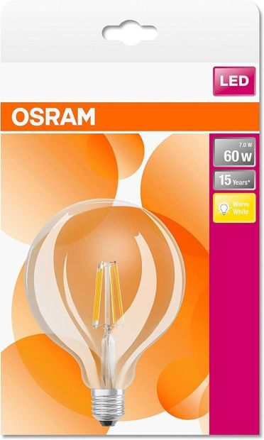 Osram E27 LED Lampe Globe125 Classic Ballform 60W Filament Warmweiß Osram E27 LED Lampe Globe125 Classic Ballform 60W Filament Warmweiß