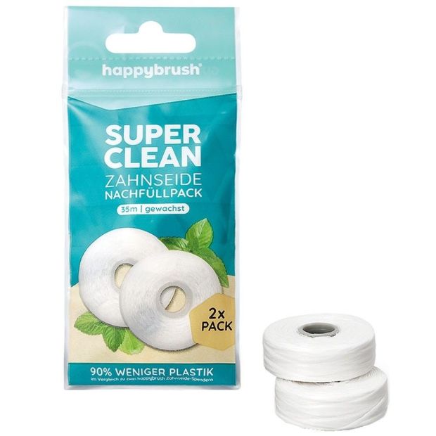 Zahnseide Happybrush 12ER SuperClean Refill 35 Meter Rollen Minzgeschmack Zahnseide Happybrush 12ER SuperClean Refill 35 Meter Rollen Minzgeschmack